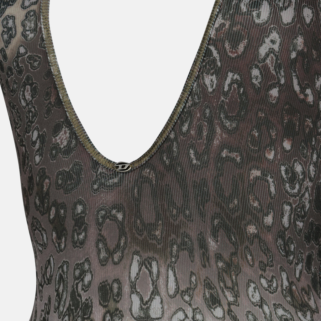 Imagem do fato de banho de padrão leopardo Audrey da Diesel para mulheres - Temporada Primavera-Verão 2026 - Vista Detalhe 1