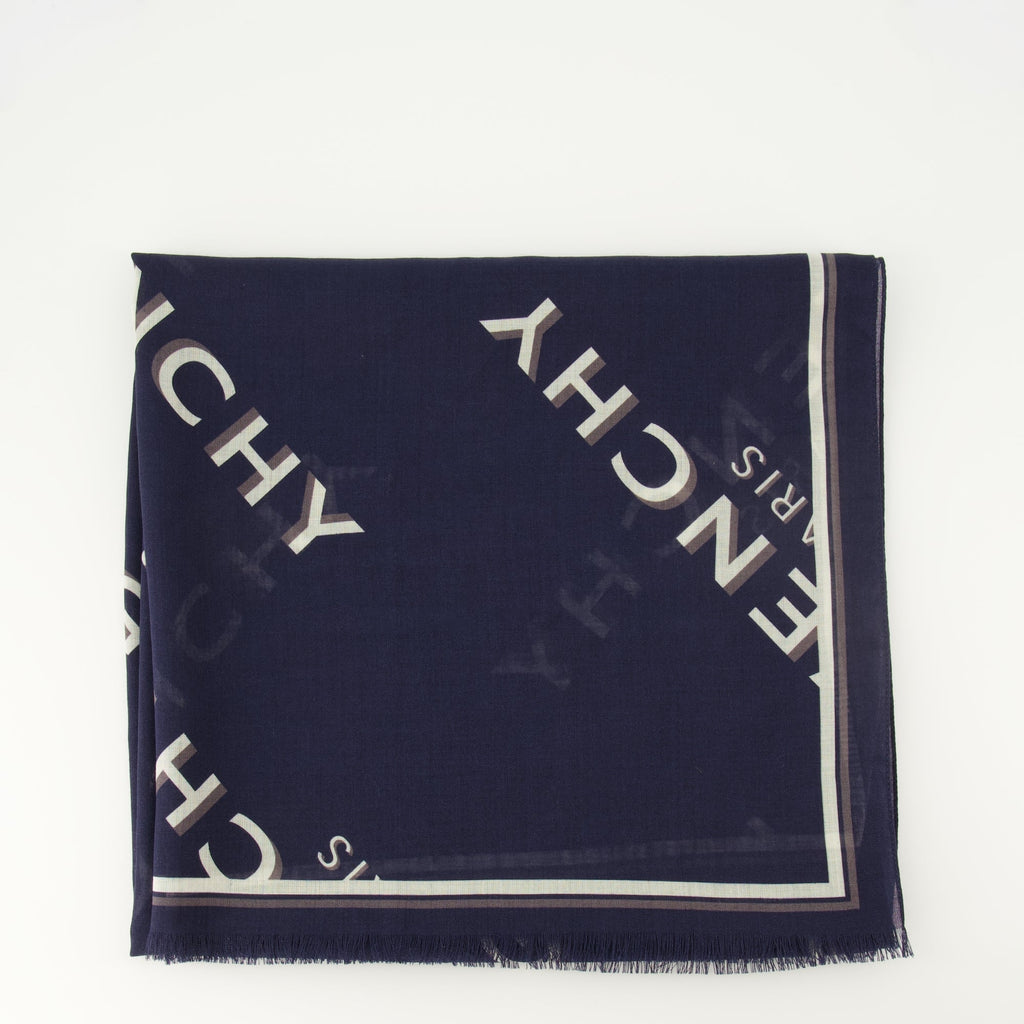 여성을 위한 지방시의 그림자 블루 숄 이미지 - 2025 가을-겨울 시즌 - 세부 보기 2