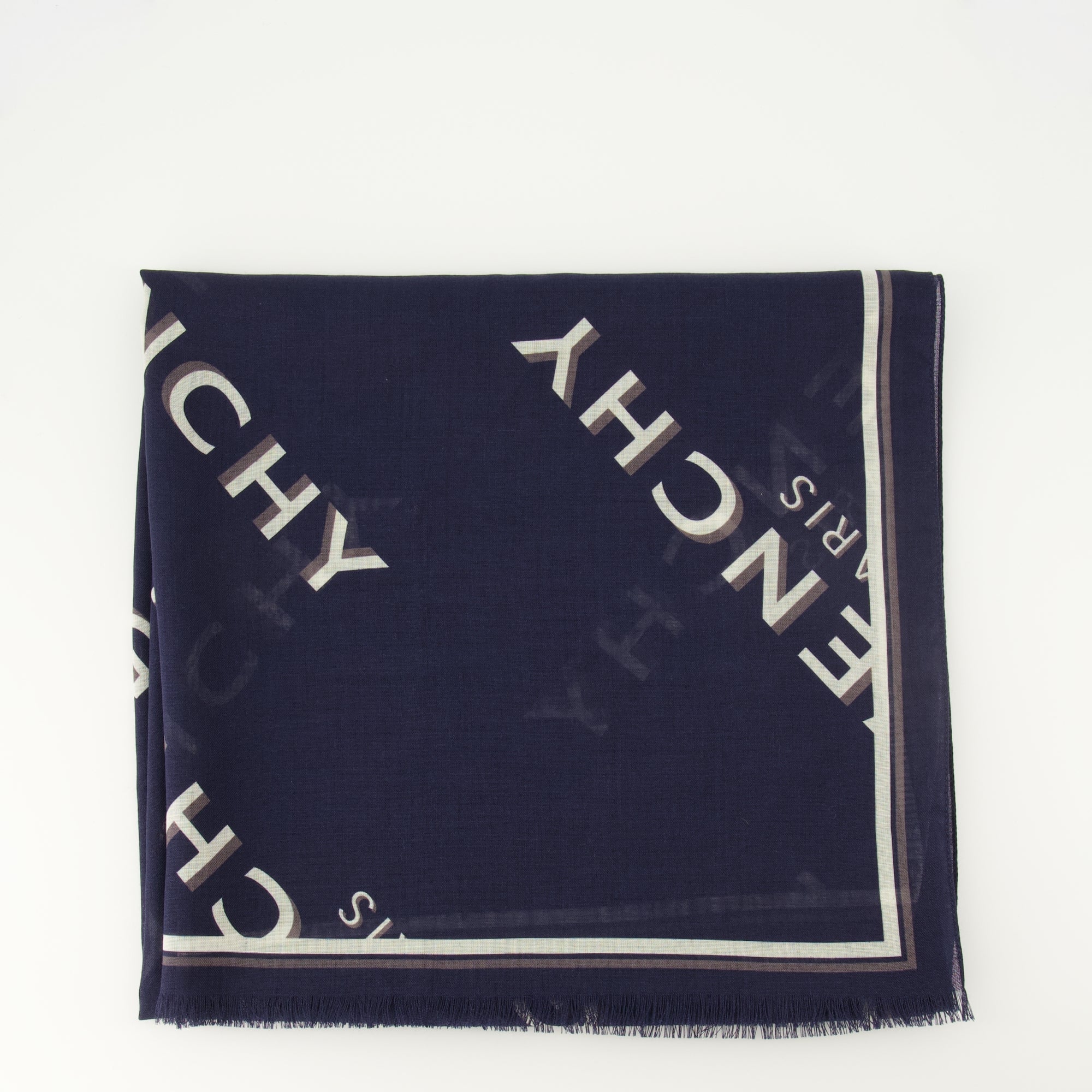 Givenchy stole, Shadow blue stole, luxury accessories, wool silk stole, monogrammed stole