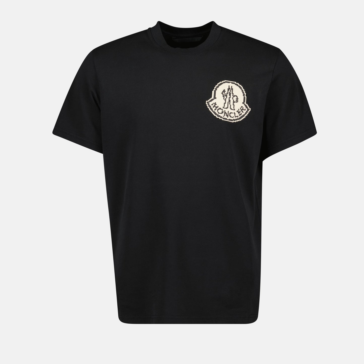 Moncler T-shirt, black logo tee, menswear fashion, designer cotton shirt, autumn-winter 2024