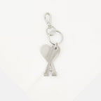 AMI Paris keychain, metal heart accessory, unisex keychain, stylish keychain design, red keychain