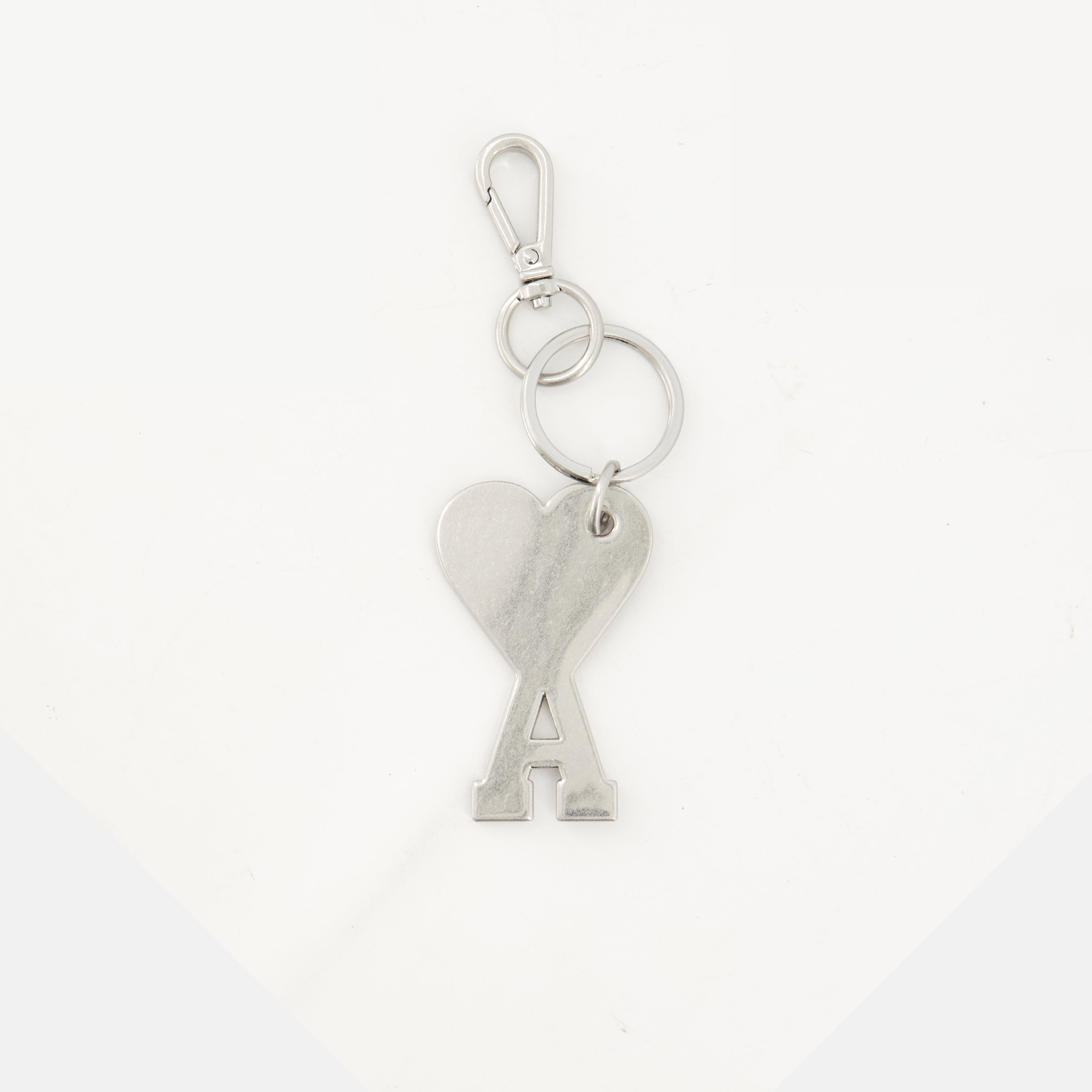AMI Paris keychain, metal heart accessory, unisex keychain, stylish keychain design, red keychain