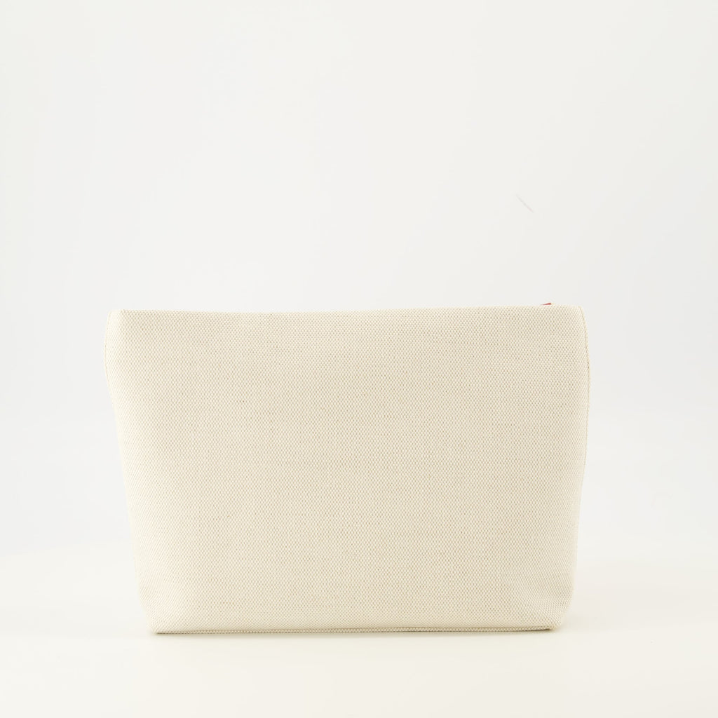 Givenchy pouch, beige canvas accessory, designer pouch, zip closure bag, fashion essentials