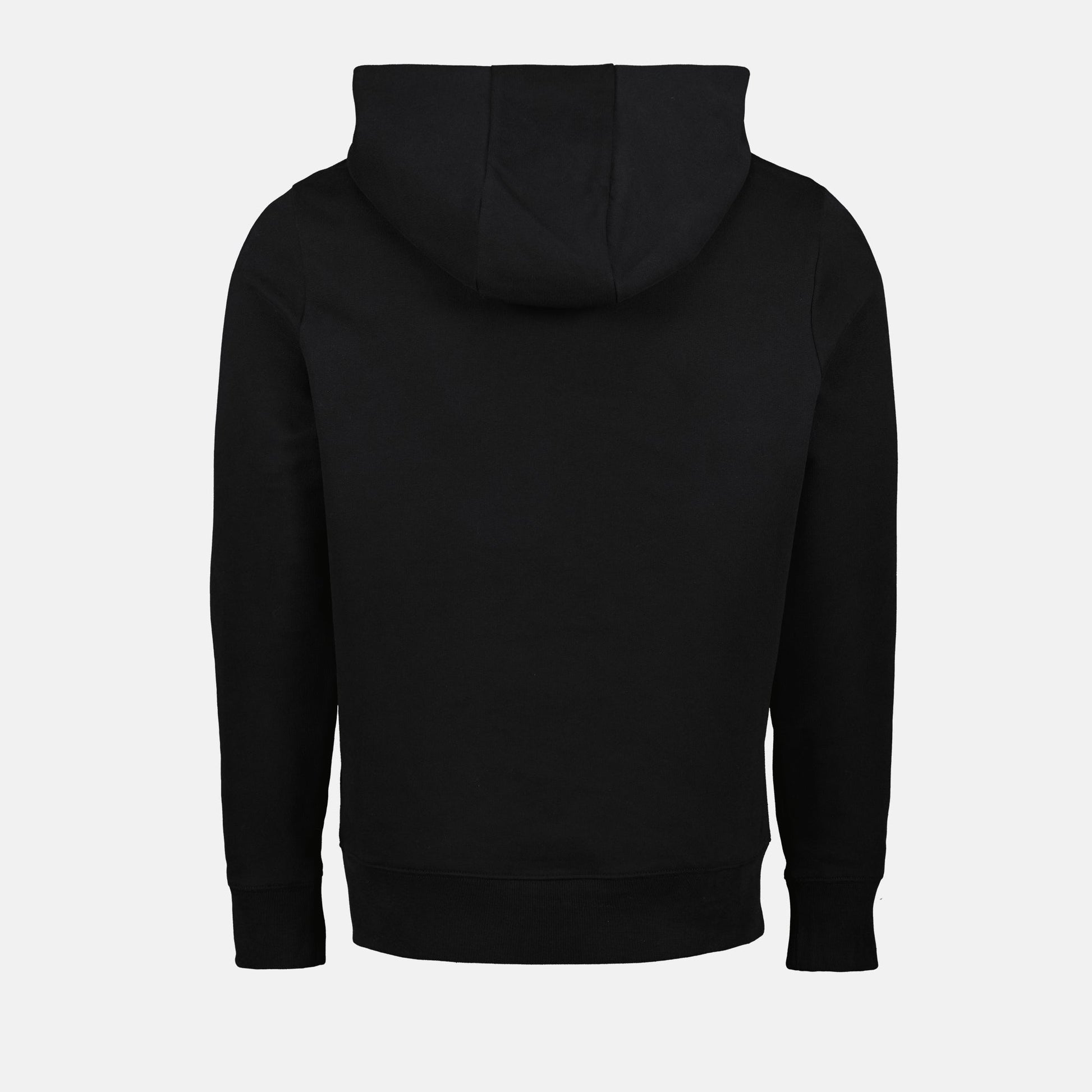 Moncler hoodie, black cotton hoodie, logo sweatshirt, high collar hoodie, luxury casual wear