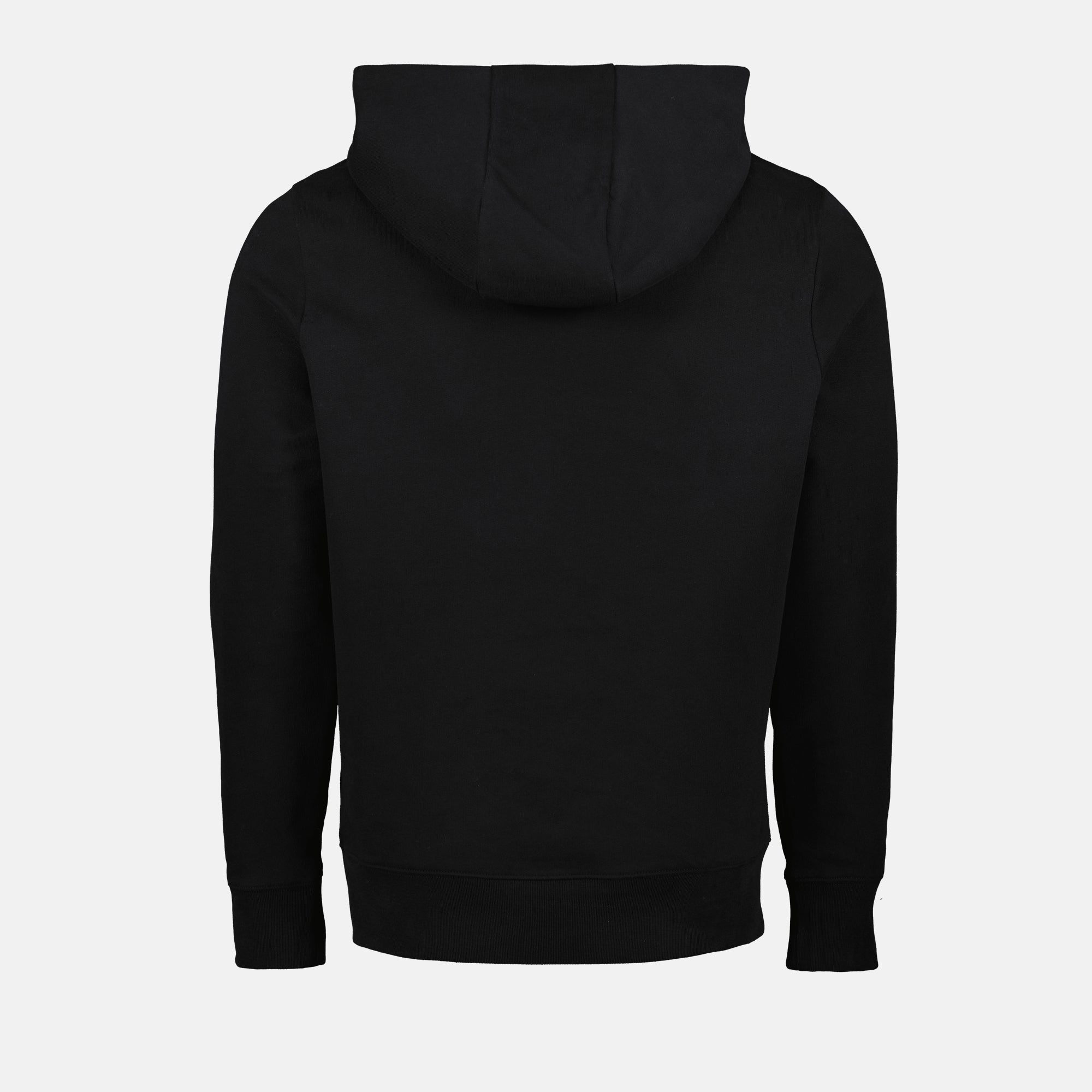 Moncler hoodie, black cotton hoodie, logo sweatshirt, high collar hoodie, luxury casual wear