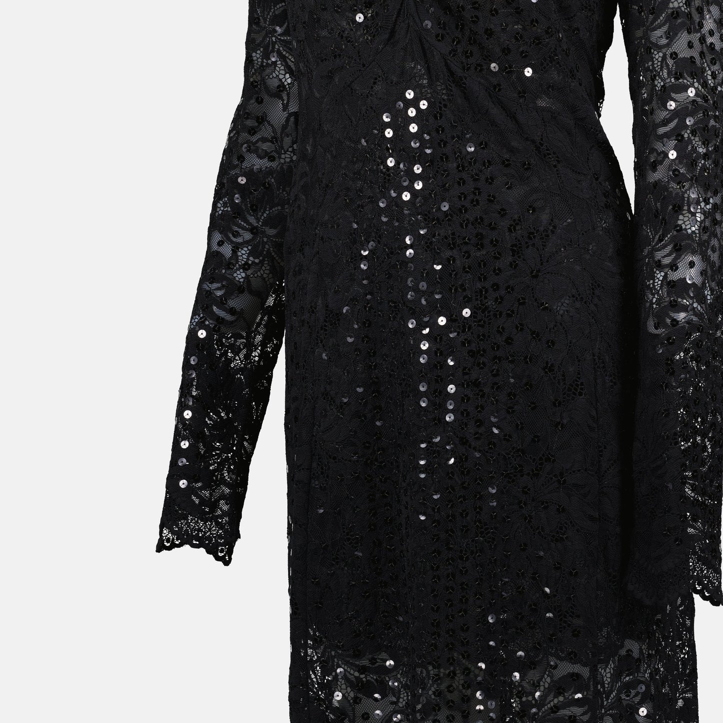 Black lace dress, Rabanne dress, long lace dress, elegant boat neckline, fall winter fashion