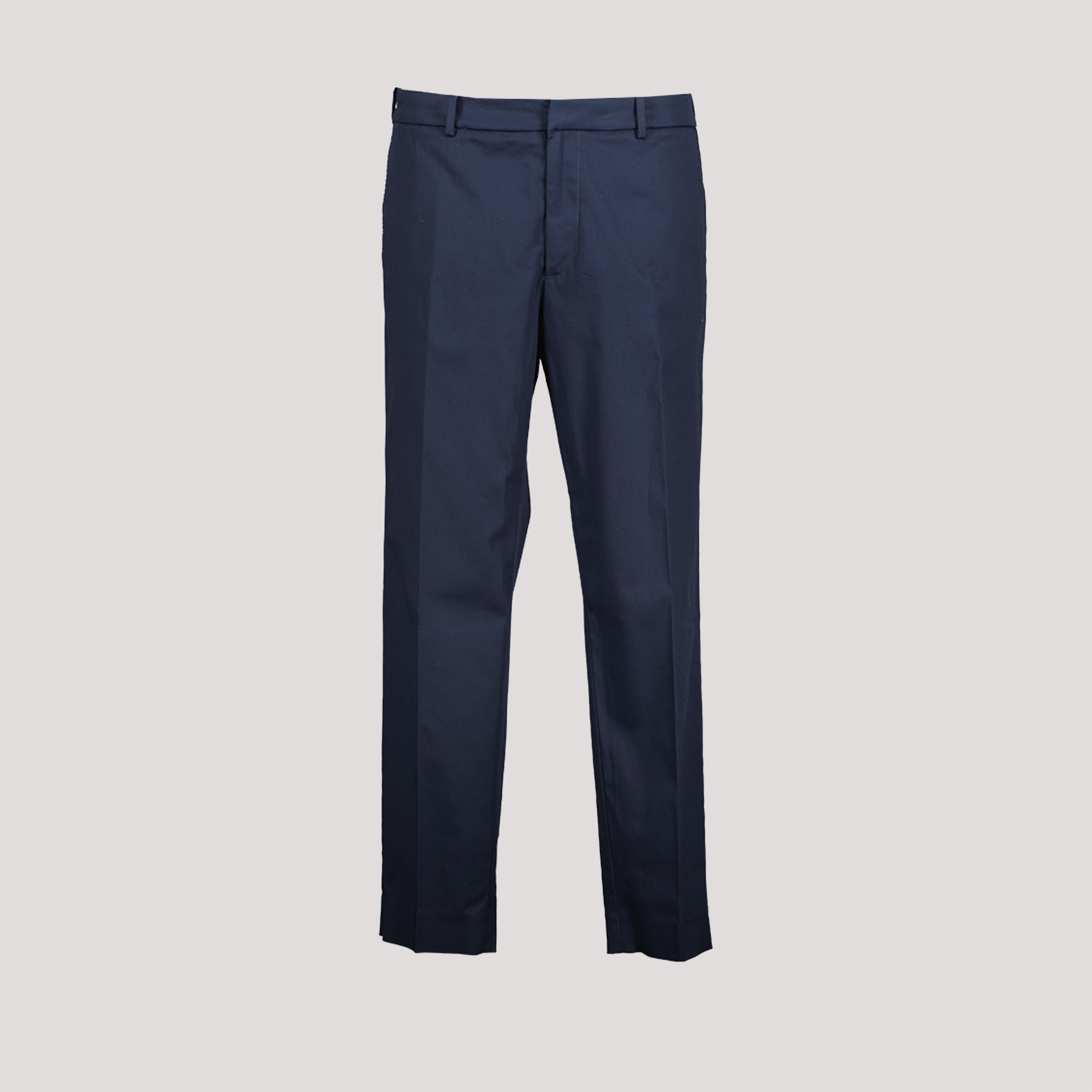 navy trousers, carrot fit trousers, Moncler trousers, cotton pants, stylish trousers
