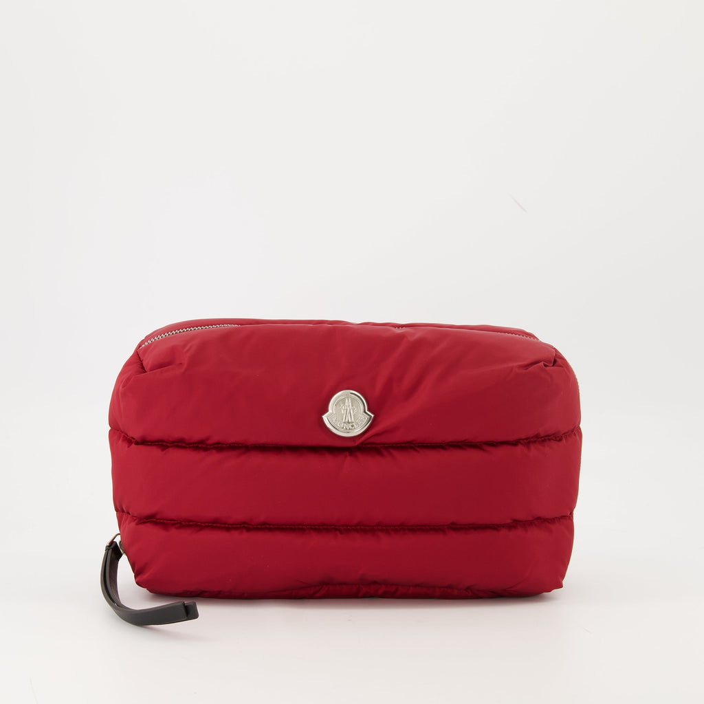 Moncler toiletry bag, red toiletry bag, water-repellent nylon, luxury accessories, Caradoc bag