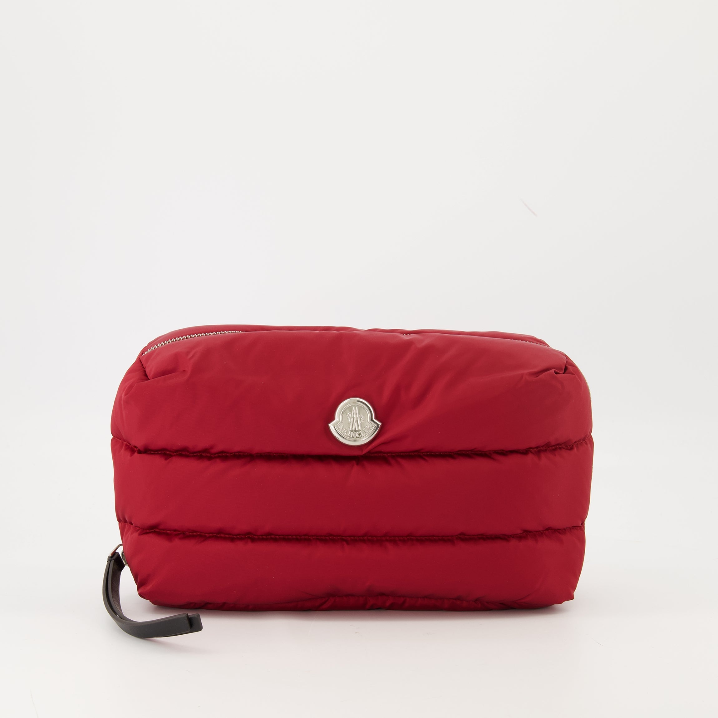 Moncler toiletry bag, red toiletry bag, water-repellent nylon, luxury accessories, Caradoc bag