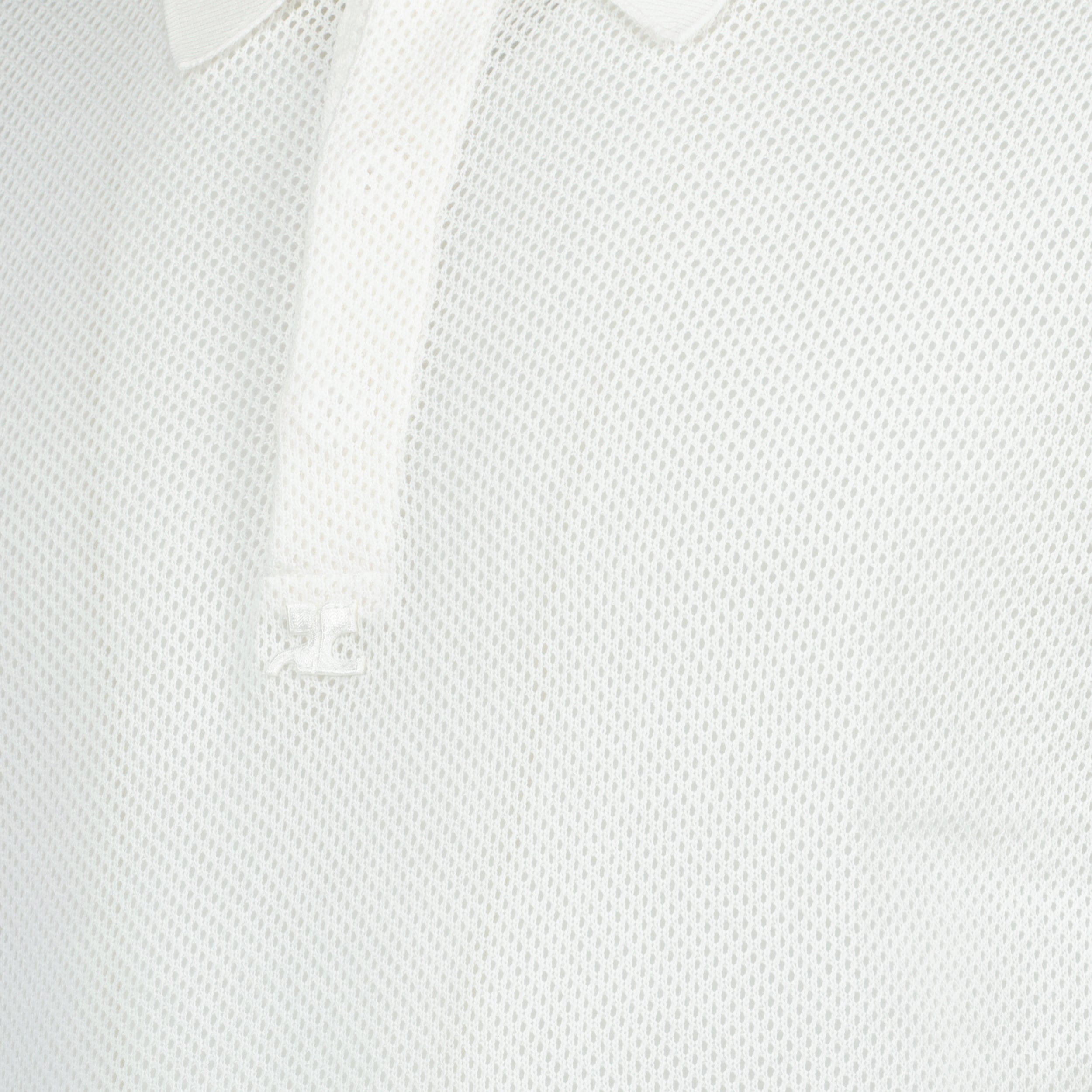 white polo shirt, mesh polo, Courrèges polo, classic collar shirt, Spring-Summer 2025