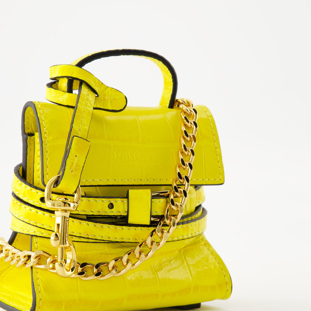 Moschino bag, Micro sac Tie Me, yellow accessories, polyamide handbag, luxury fashion