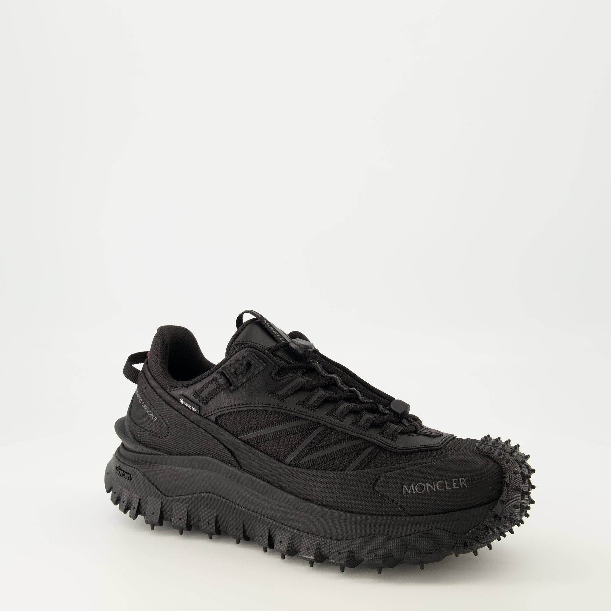 Image of Trailgrip GTX Black Sneakers by Moncler for Men - Season Spring-Summer 2026 - Front Right Three-Quarter View
