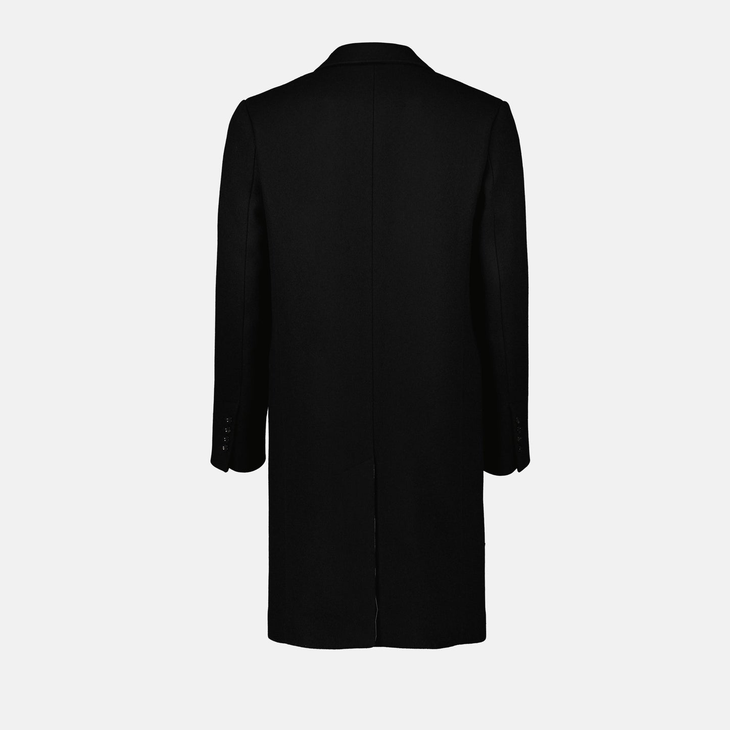 black wool coat, AMI Paris, autumn-winter fashion, classic overcoat, timeless style