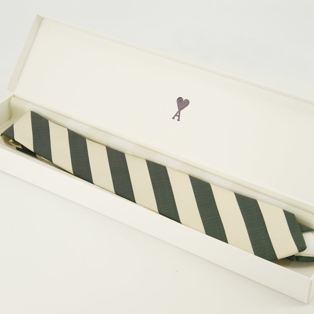 스트라이프 코튼 및 실크 타이