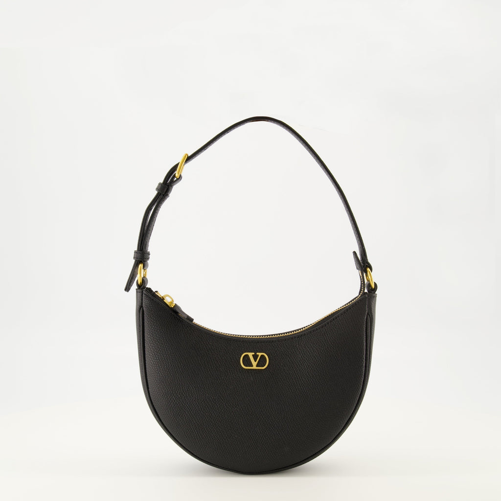Mini Hobo Bag in Black Leather