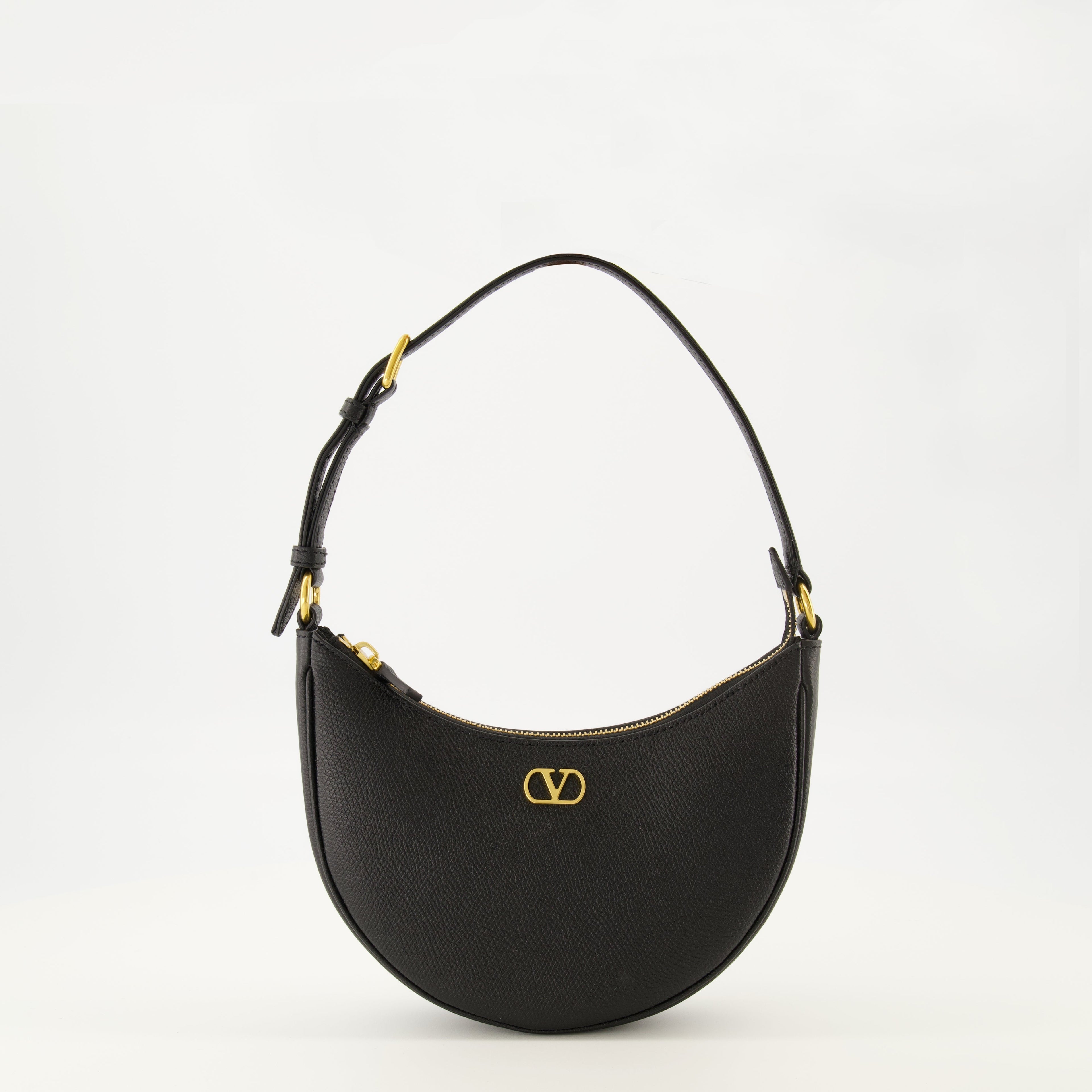 Mini Hobo Bag in Black Leather