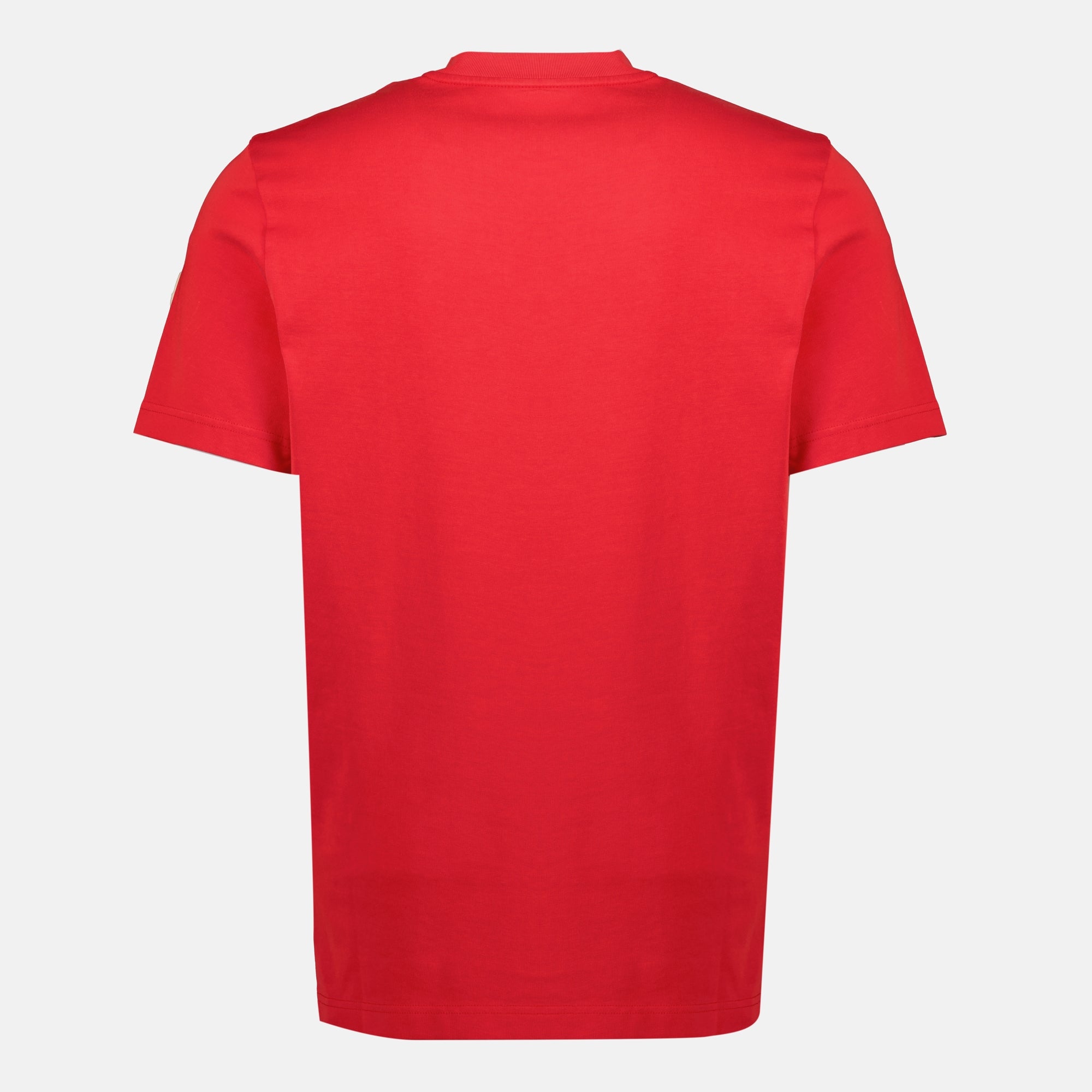 Moncler t-shirt, red logo t-shirt, cotton jersey t-shirt, casual wear, autumn-winter collection