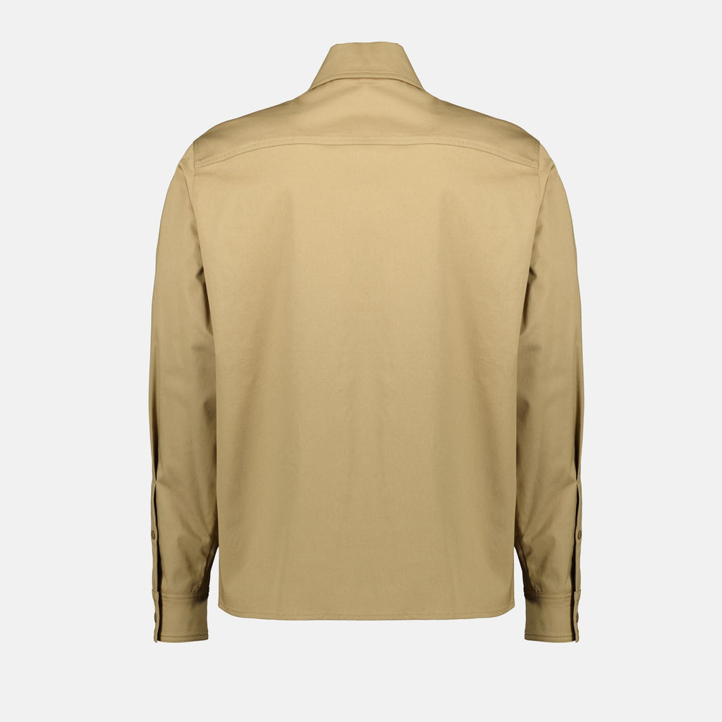 beige shirt jacket, Moncler jacket, cotton zip jacket, classic collar jacket, men's outerwear