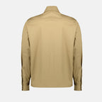 beige shirt jacket, Moncler jacket, cotton zip jacket, classic collar jacket, men's outerwear