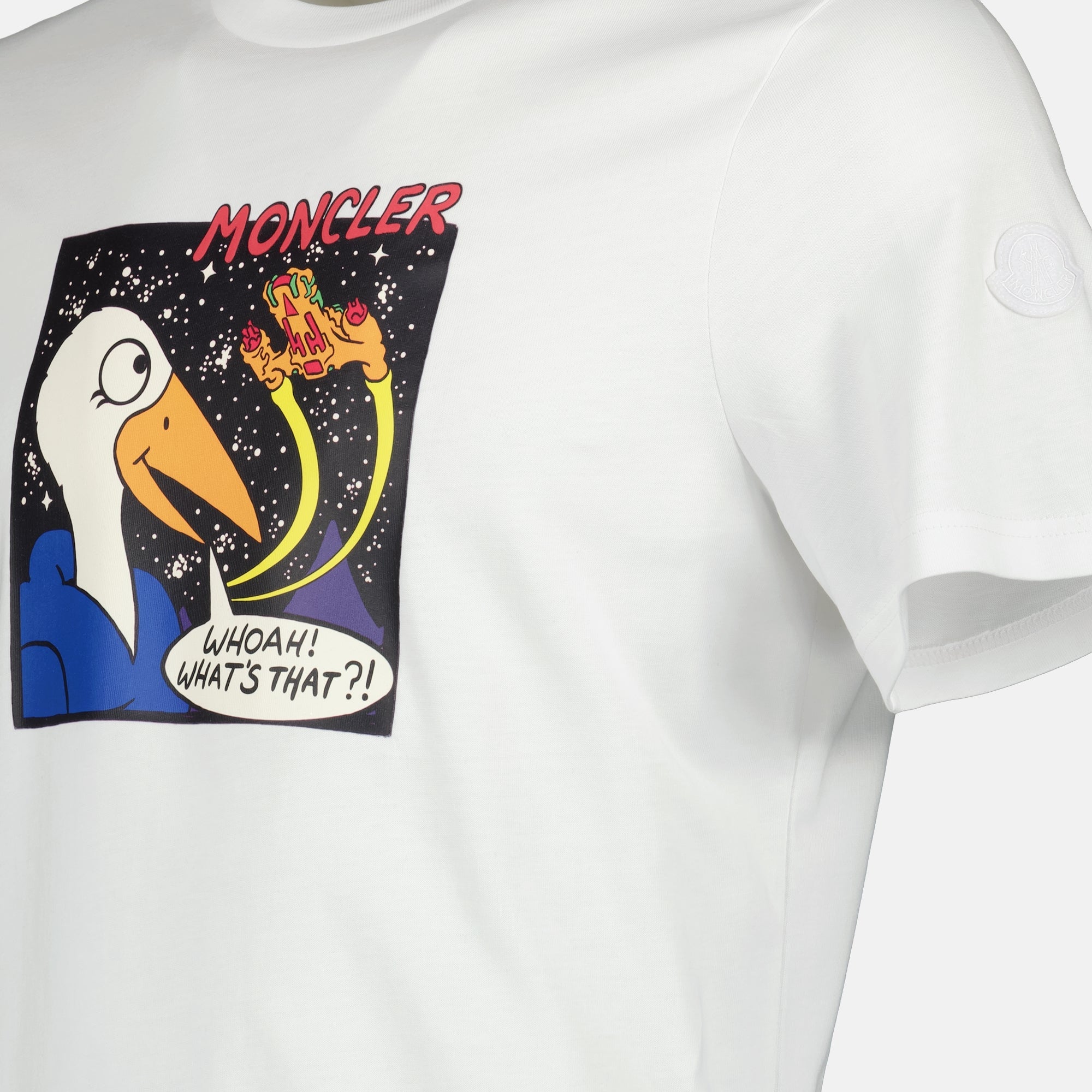 Image du T-shirt Monduck Espace Blanc par Moncler pour Hommes - Saison Printemps-Été 2026 - Détail Vue 1