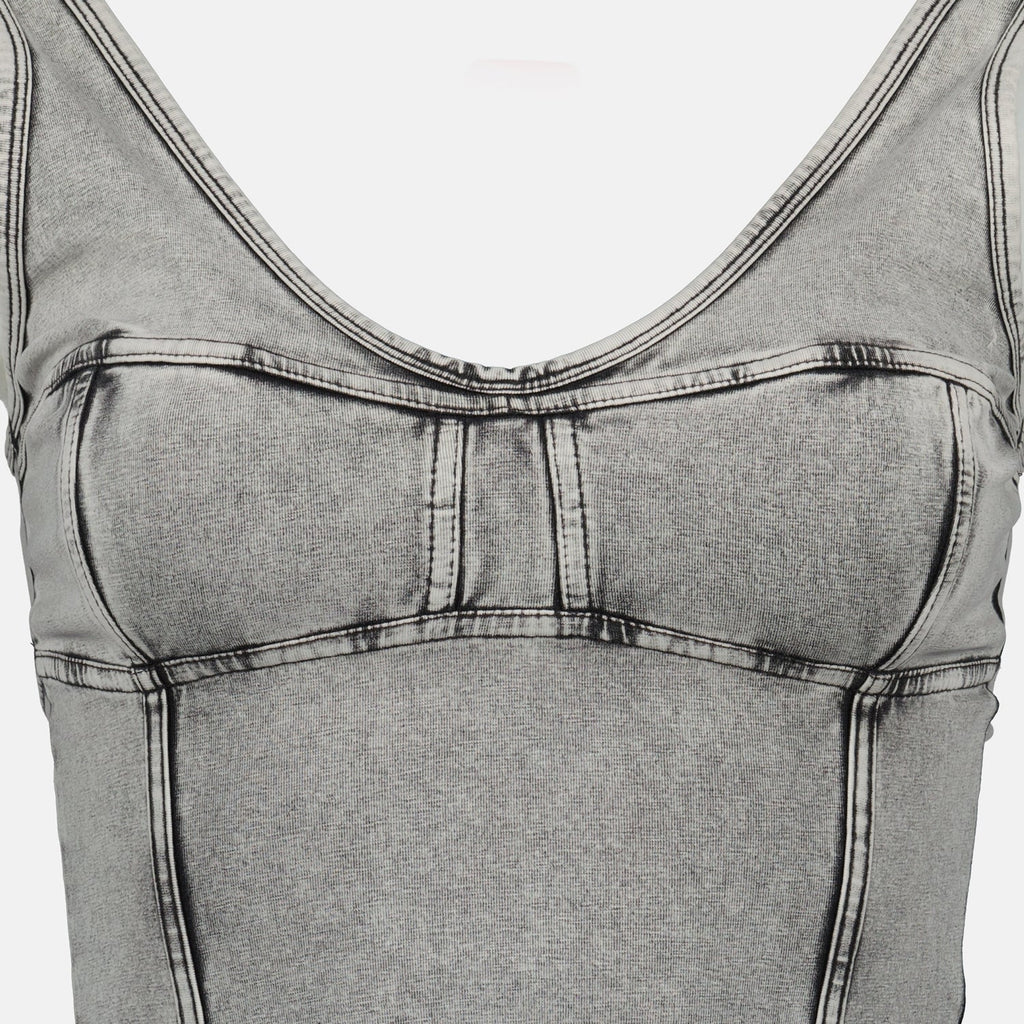 denim effect dress, Diesel dress, midi dress, Spring-Summer 2025, casual dress