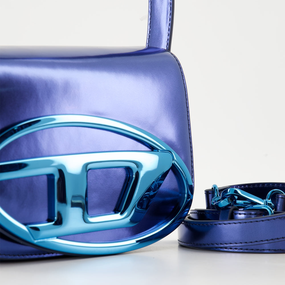 leather bag, blue mirrored bag, Diesel 1DR bag, luxury accessories, designer handbags