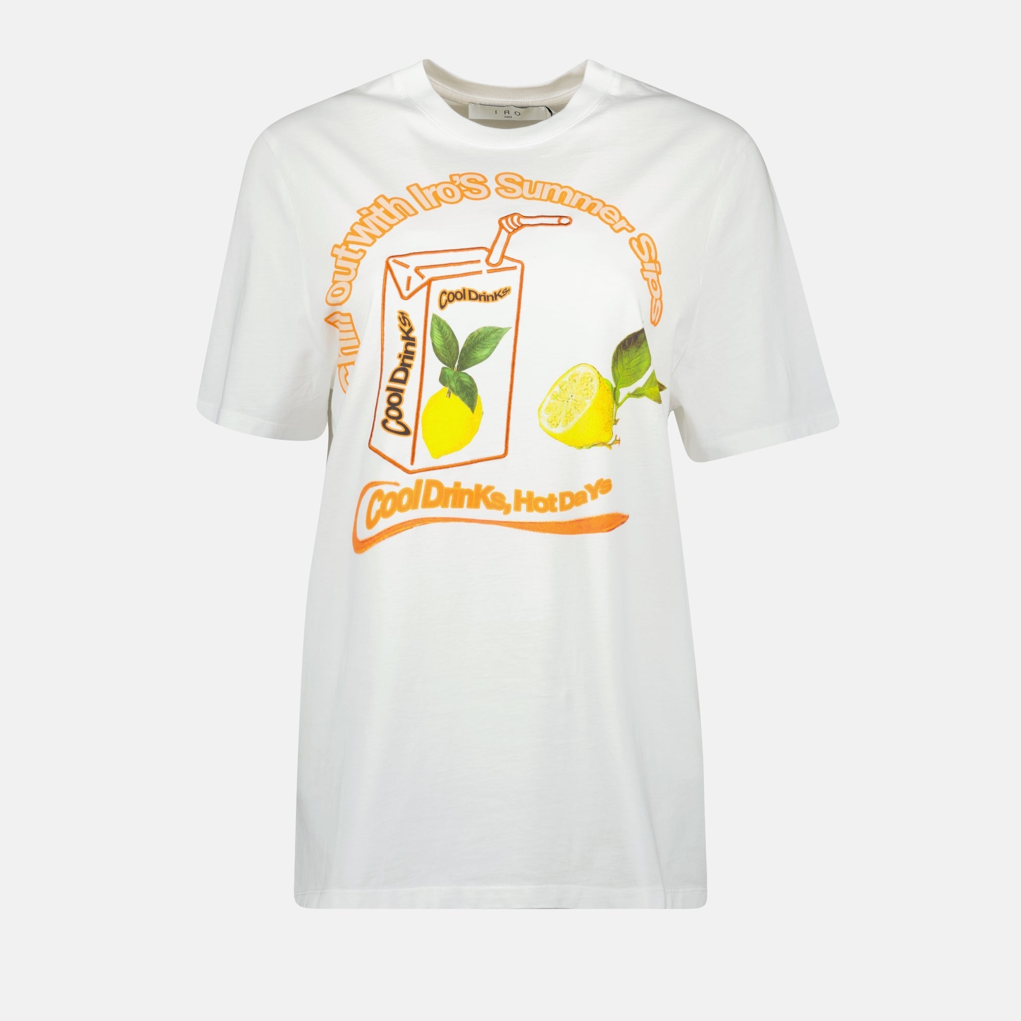 white printed t-shirt, Iro Nelita, oversized t-shirt, lemon print, cotton t-shirt