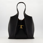 Tod's tote bag, black leather bag, T Timeless collection, designer tote, chic accessories