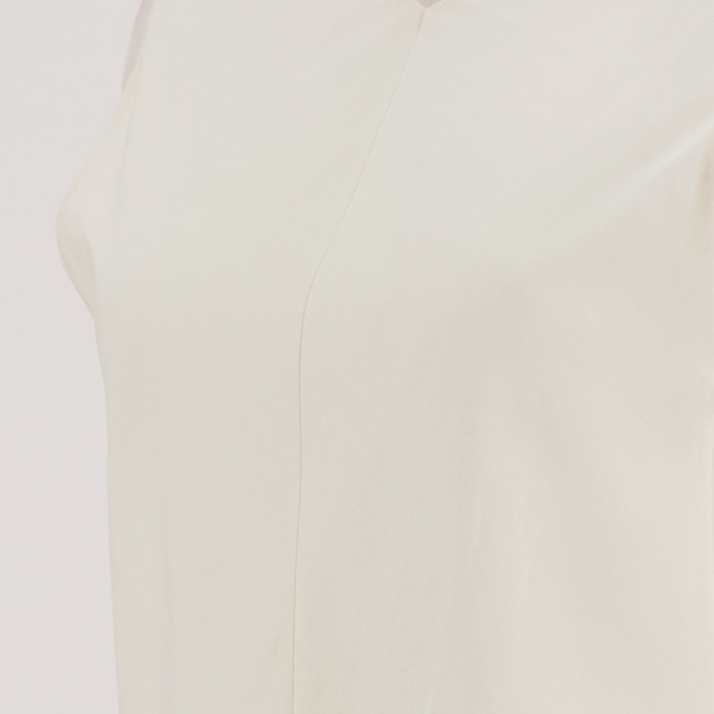 Khaite dress, silk organza dress, V-neck dress, sleeveless dress, beige dress