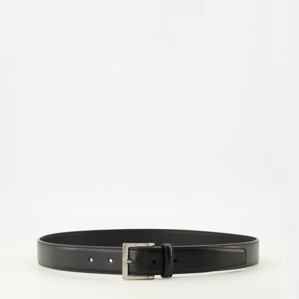 black leather belt, Saint Laurent accessory, elegant belt, women's fashion, smooth leather belt
