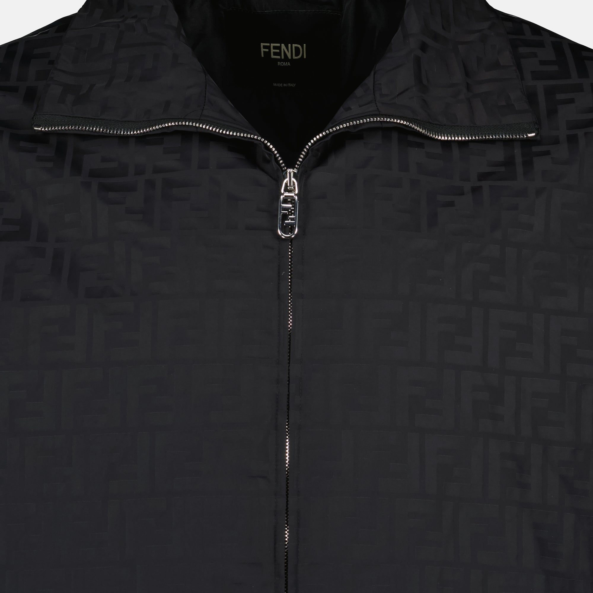 Fendi bomber jacket, black nylon jacket, FF print jacket, men's outerwear, autumn winter collection