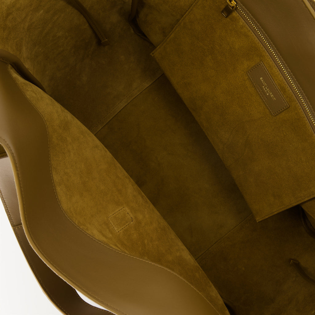 Cabas Saint Laurent, Kaki handbag, designer tote, stylish leather bag, suede shoulder bag