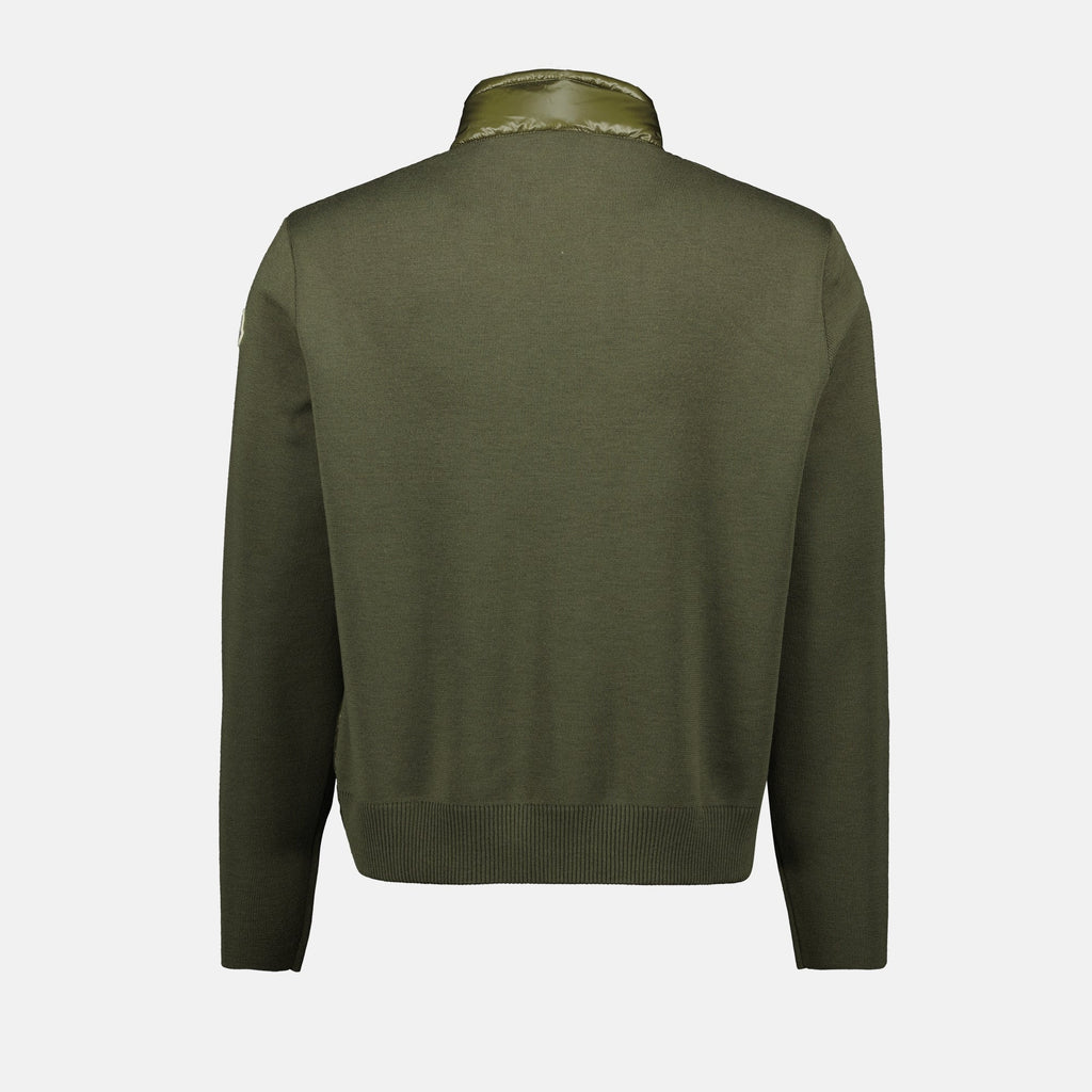 Chaqueta acolchada verde de bi-material