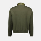 Chaqueta acolchada verde de bi-material