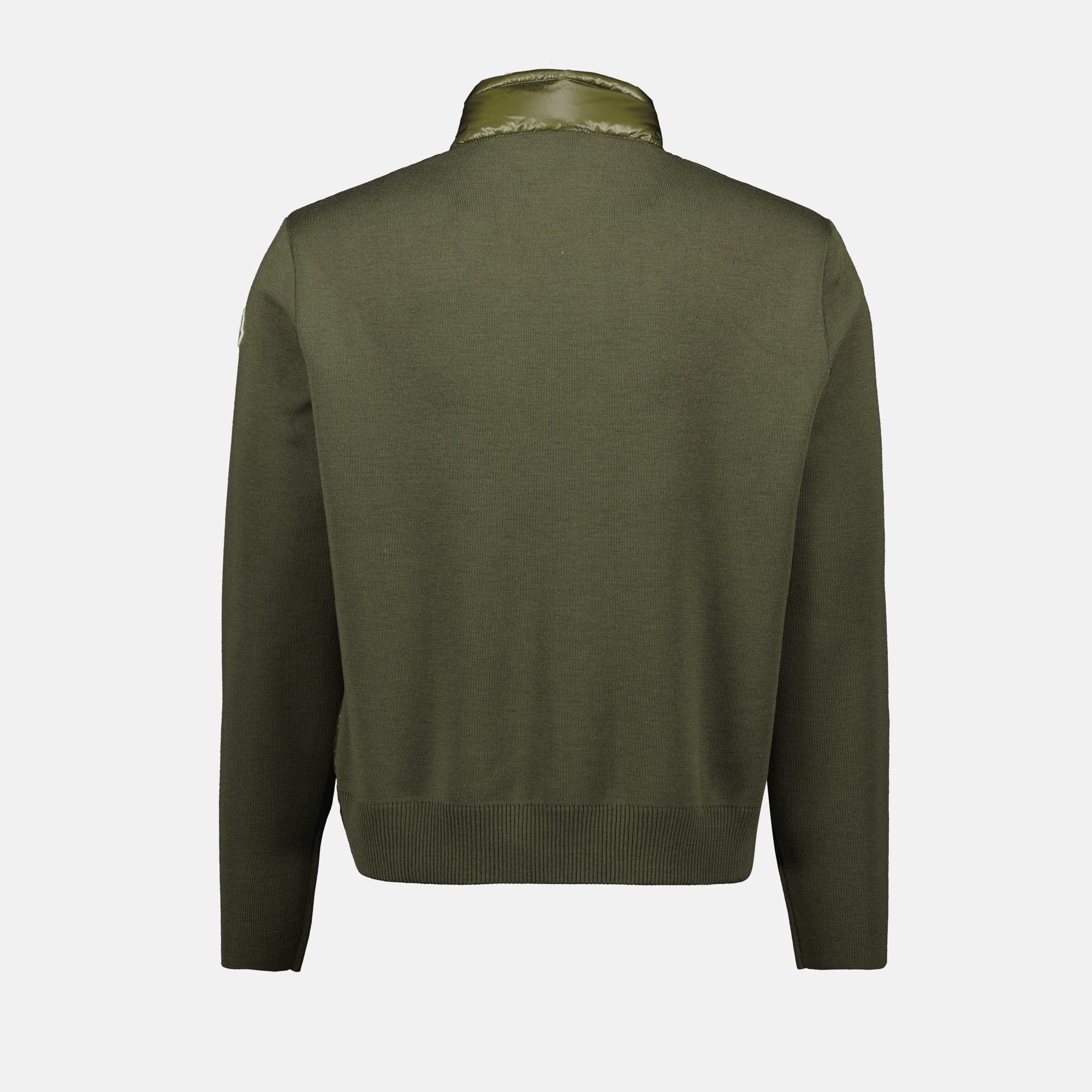 Chaqueta acolchada verde de bi-material