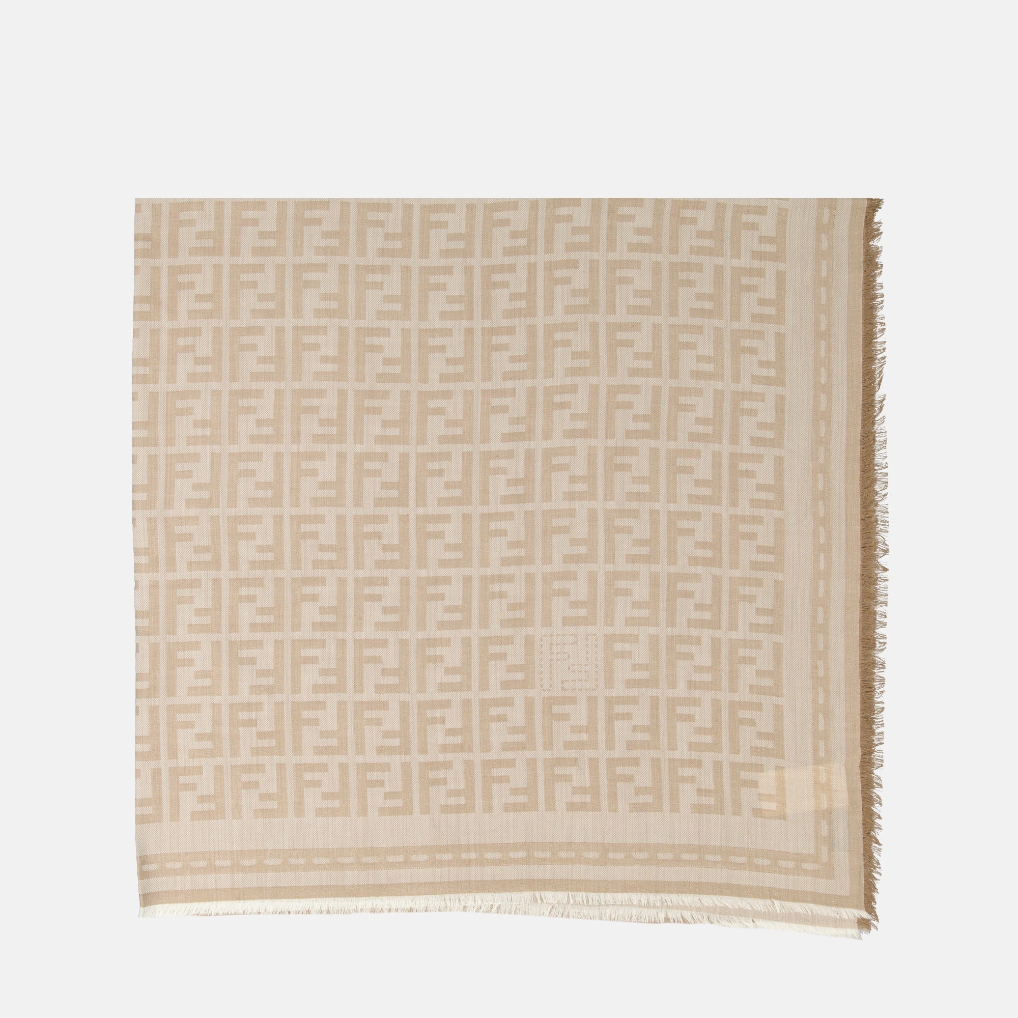 Fendi shawl, beige shawl, wool shawl, FF logo shawl, Spring-Summer 2025 collection