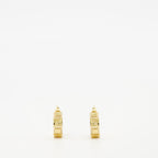 Fendi earrings, gold earrings, crystal earrings, designer jewelry, FF logo earrings