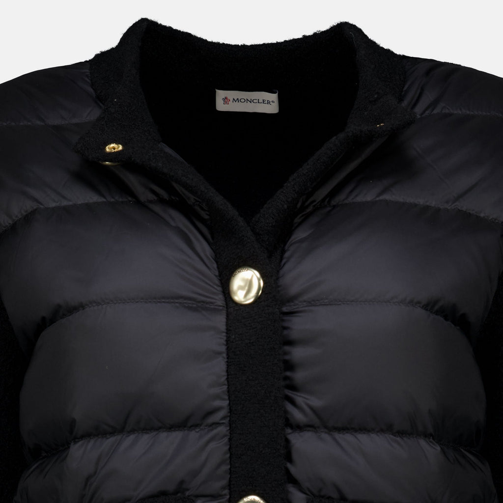 Black Bi-Material Cardigan