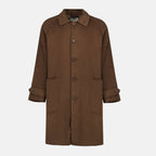 Imagen de abrigo de lana marrón de Officine Générale para hombres - Temporada Otoño-Invierno 2025 - Vista frontal