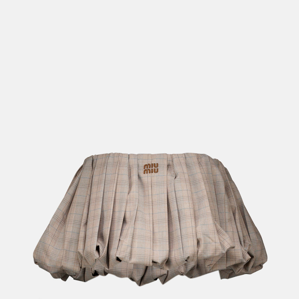 Brauner Minirock aus kariertem Wollstoff