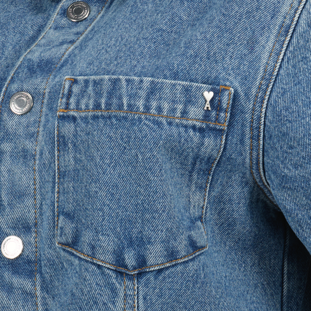 denim dress, AMI Paris, shirt dress, blue dress, Spring-Summer 2025