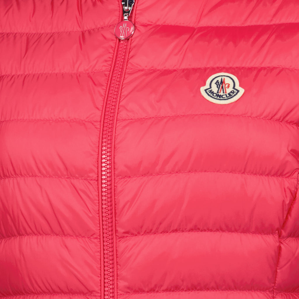 Imagem do colete de penas rosa Igens da Moncler para mulheres - Temporada Primavera-Verão 2025 - Detalhe 5