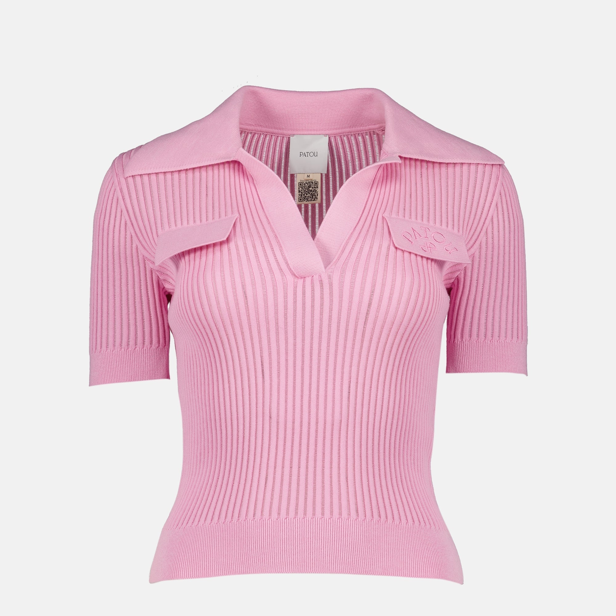Image of Pink Ribbed T-Shirt by Patou for Women - Season Spring-Summer 2026 - Front View