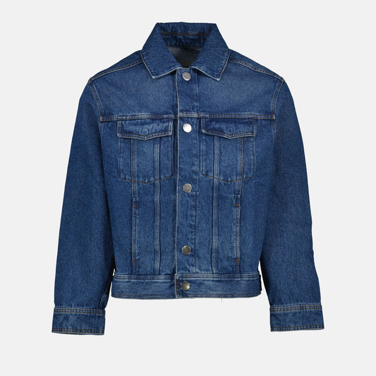 AMI Paris denim jacket, medium blue denim jacket, luxury men's denim jacket, Autumn-Winter 2024, classic denim jacket