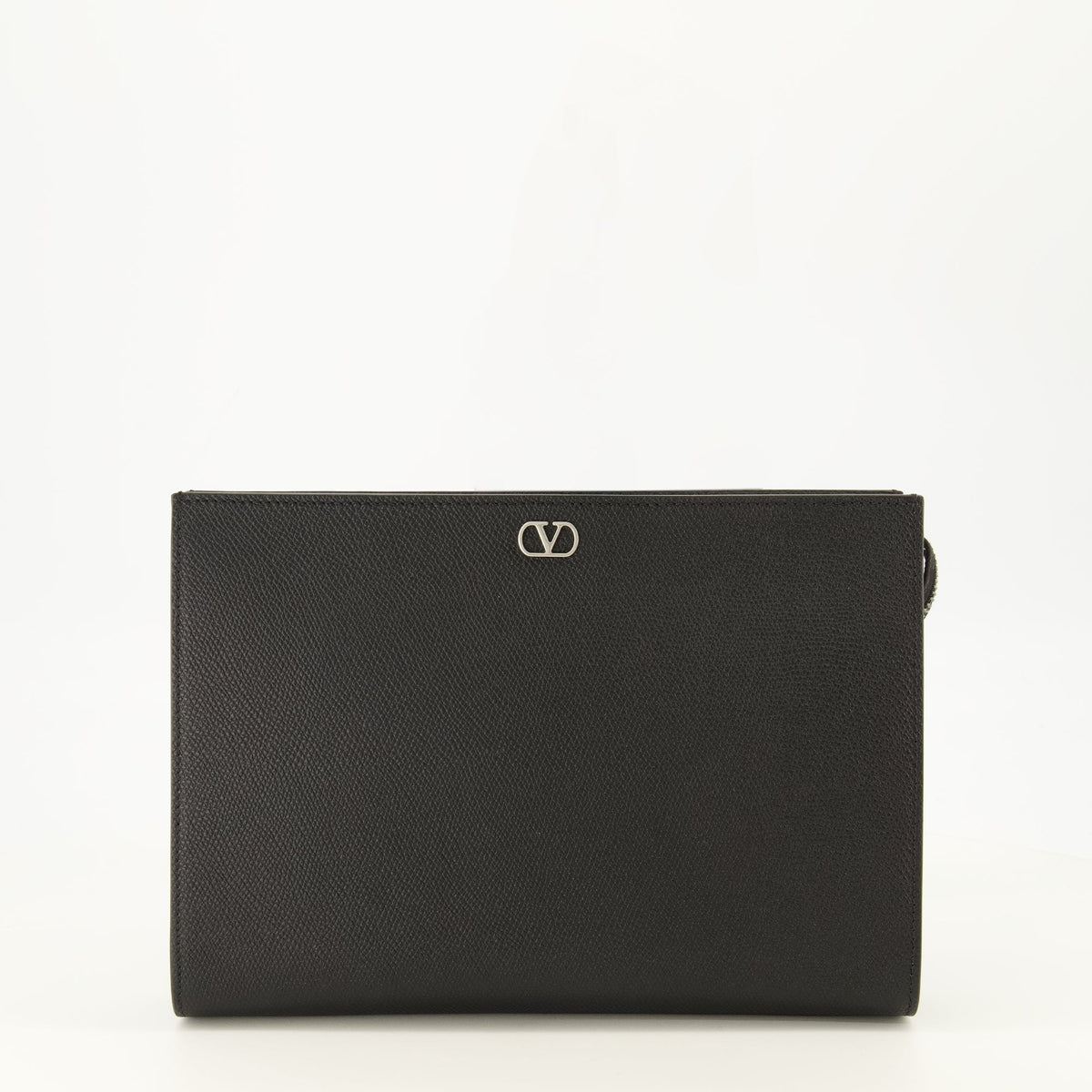 Pochette-bracelet VLogo en cuir avec détails métalliques