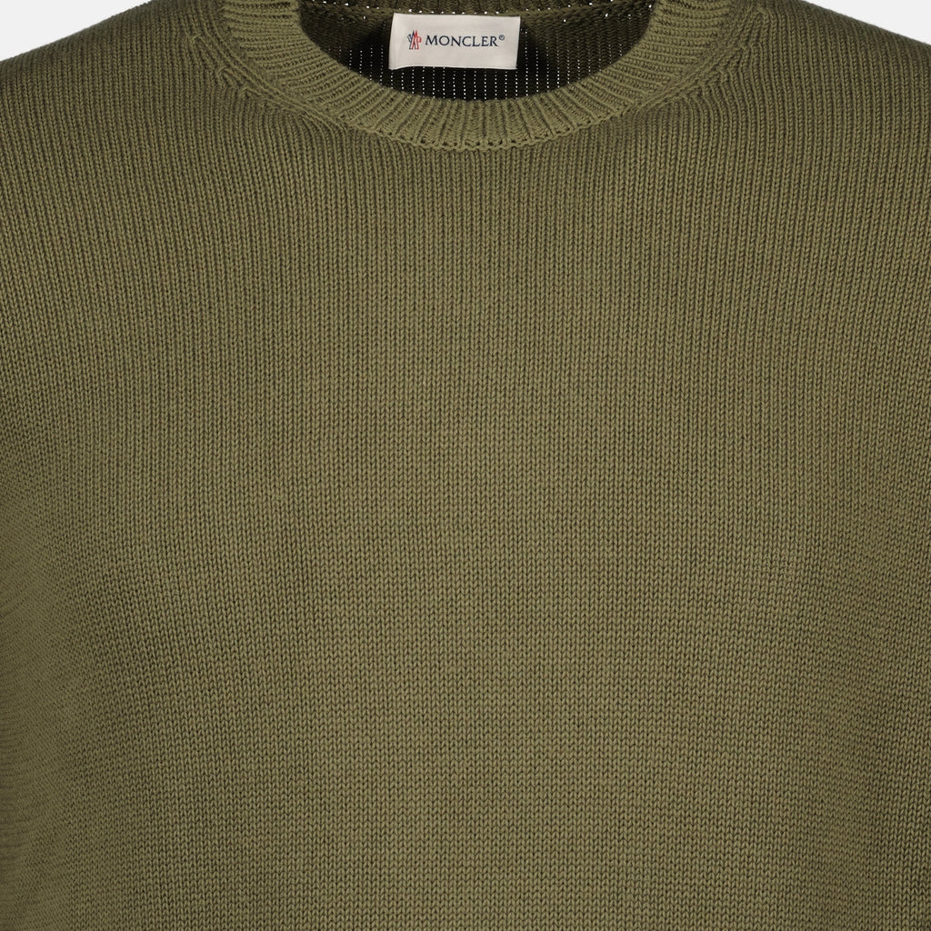 Image of Kaki Knit Pullover by Moncler for Men - Season Spring-Summer 2026 - Detail View 2