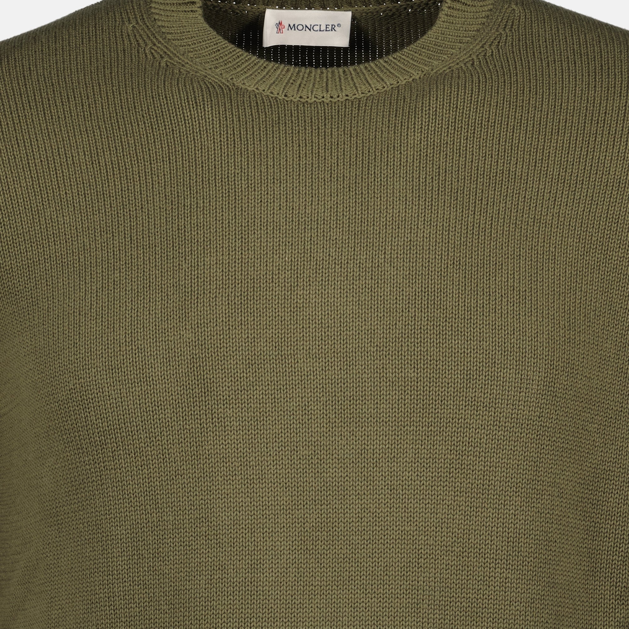 Image of Kaki Knit Pullover by Moncler for Men - Season Spring-Summer 2026 - Detail View 2