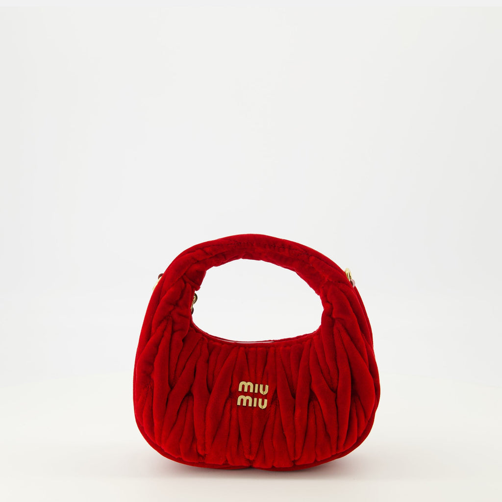 Imagen del bolso acolchado en terciopelo Wander Mini de Miu Miu para mujeres - Temporada Primavera-Verano 2026 - Vista frontal