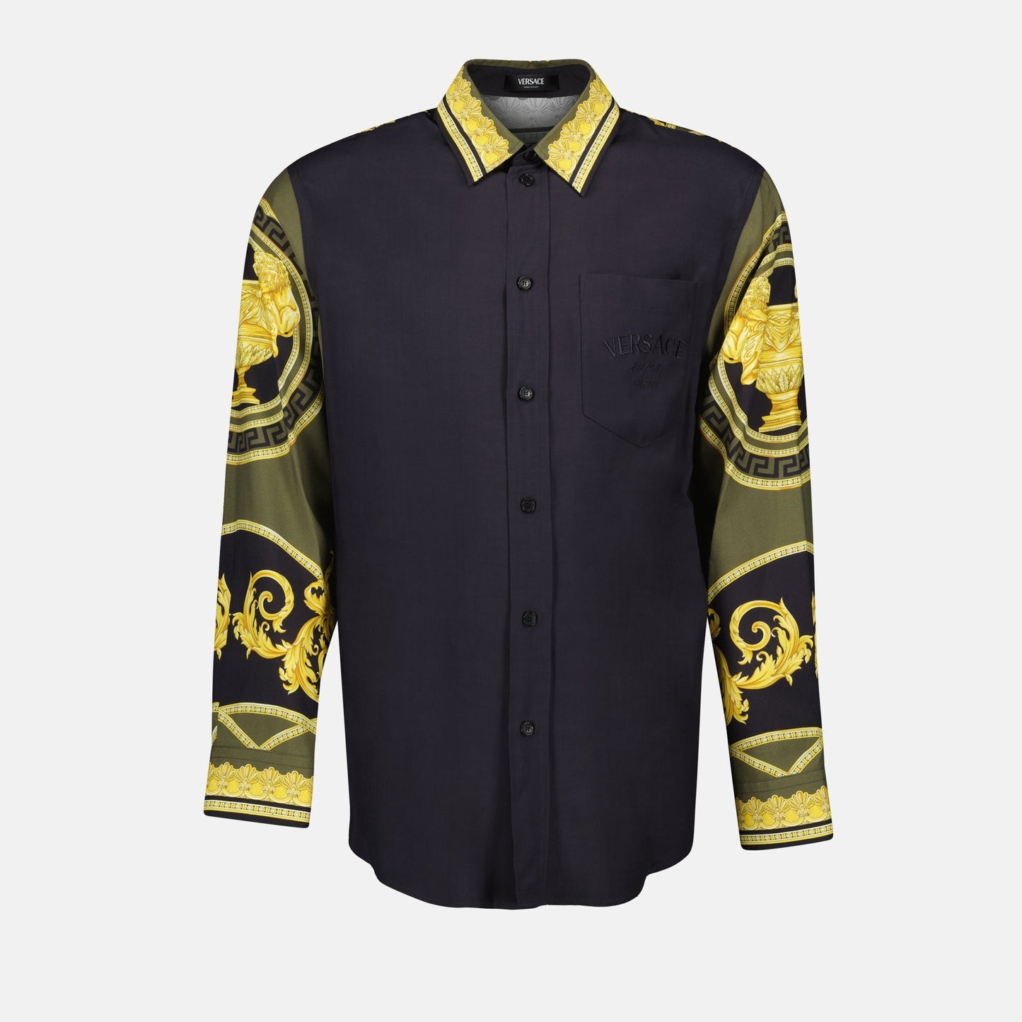 Barocco print, Versace shirt, luxury viscose shirt, designer clothing, high-end fashion