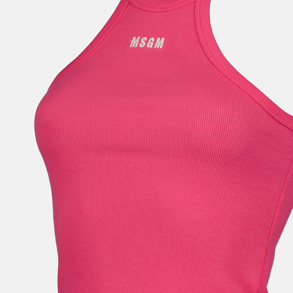  
MSGM logo tank top, pink luxury top, women's designer tank top, high-end fashion, elegant casual wear  
**